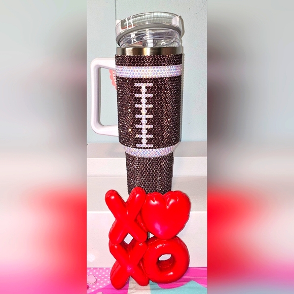 Sparkling Football Tumbler with Handle - Picture 1 of 2